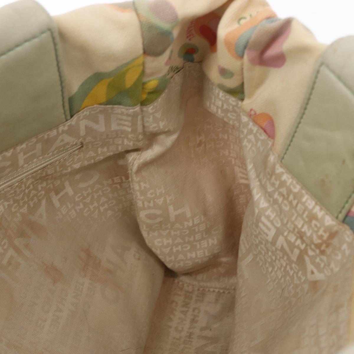 CHANEL Tote Bag Canvas White Silver CC Auth yk19774