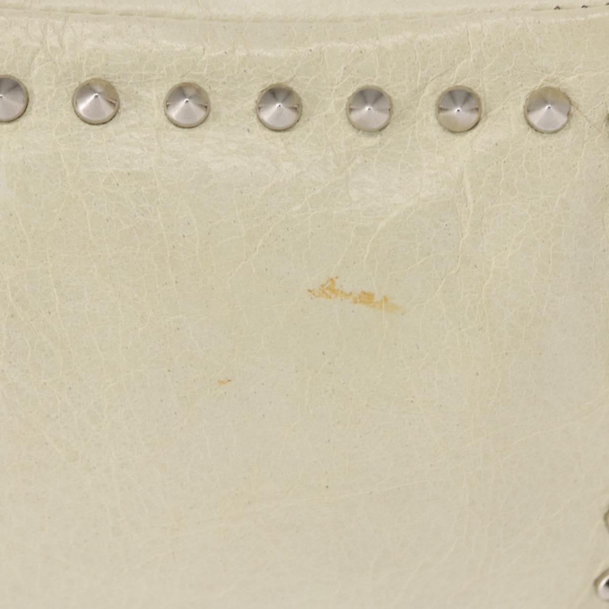 Miu Miu Chain Shoulder Bag Leather Cream Silver Auth yk19775