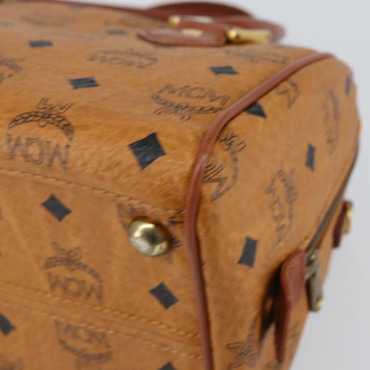 MCM Logogram Vicetos Hand Bag PVC Leather Brown Gold Auth yk19777