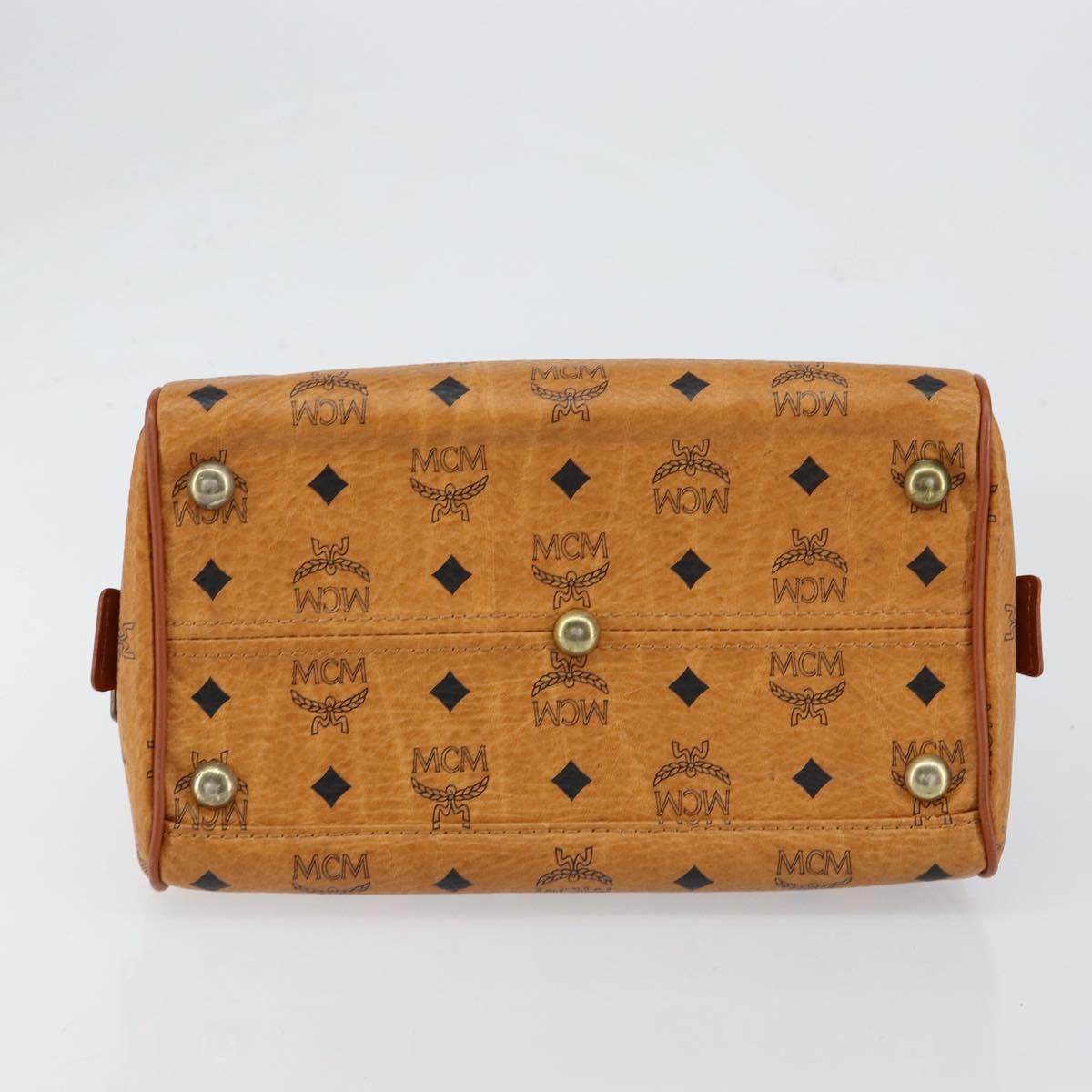 MCM Logogram Vicetos Hand Bag PVC Leather Brown Gold Auth yk19777