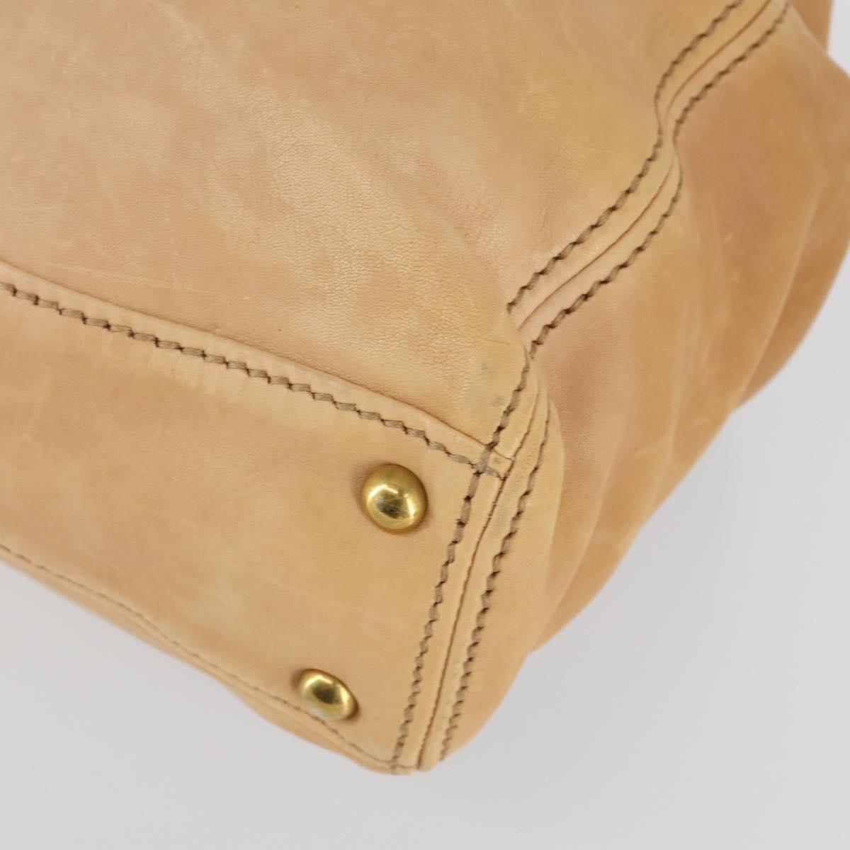 Miu Miu Tote Bag Leather Beige Gold Auth yk19778