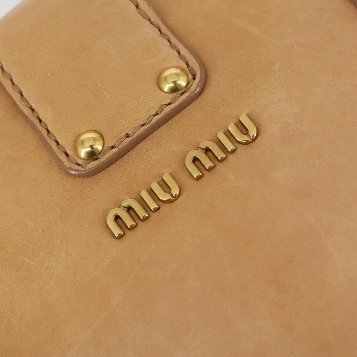 Miu Miu Tote Bag Leather Beige Gold Auth yk19778