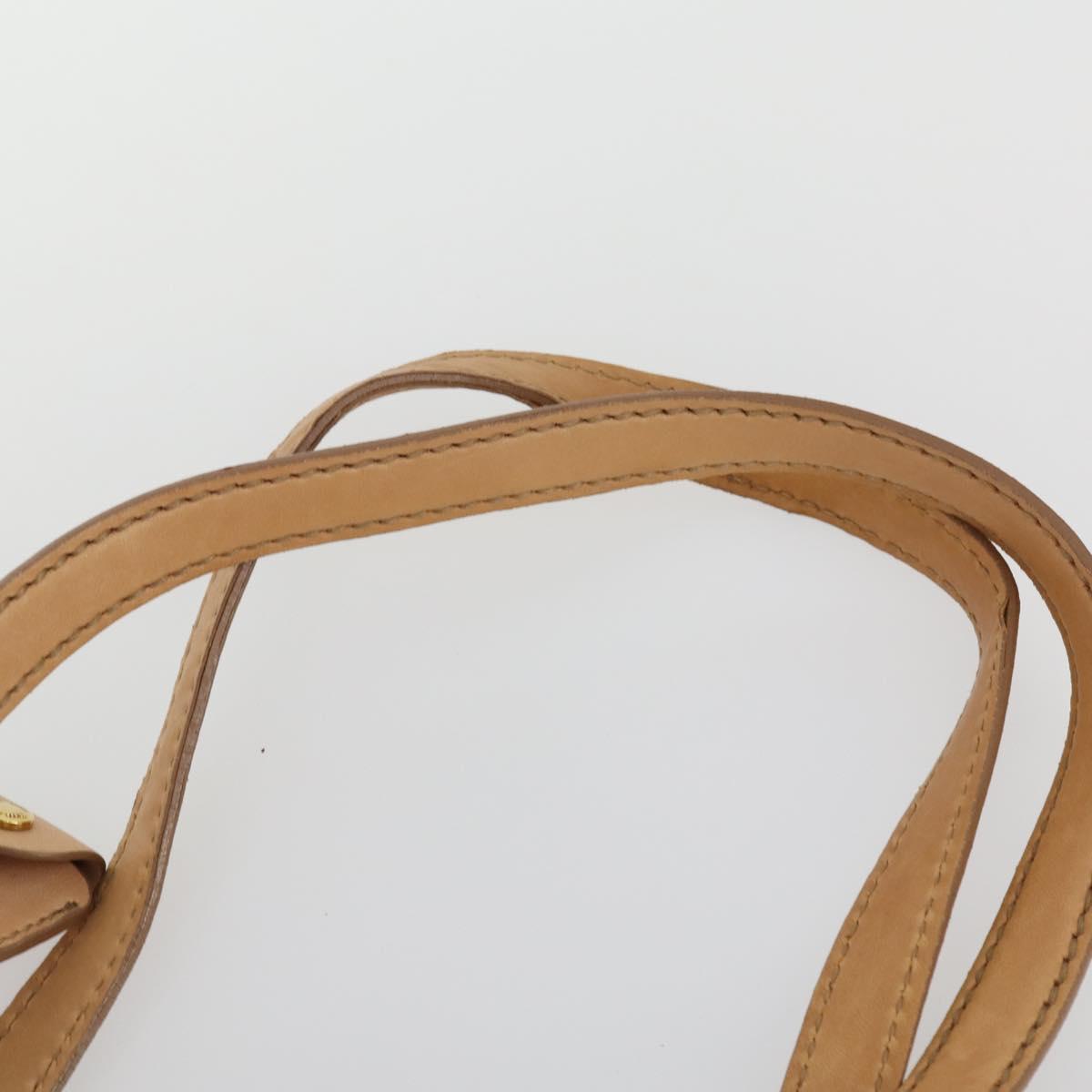 Miu Miu Tote Bag Leather Beige Gold Auth yk19778