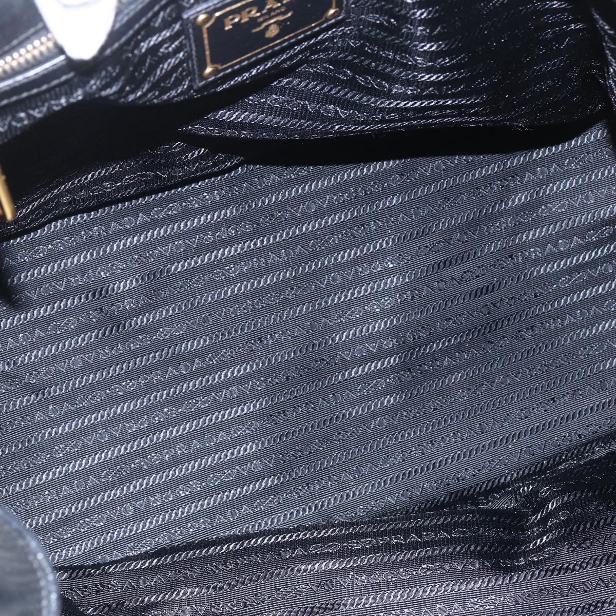 PRADA Hand Bag Leather 2way Black Gold Auth yk19782