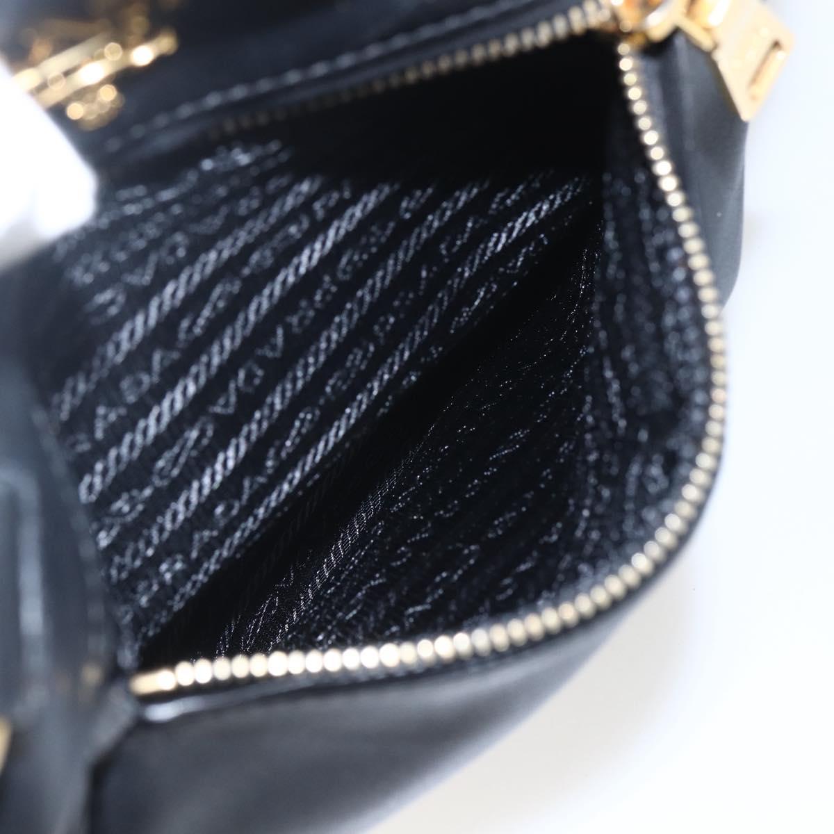 PRADA Hand Bag Leather 2way Black Gold Auth yk19782