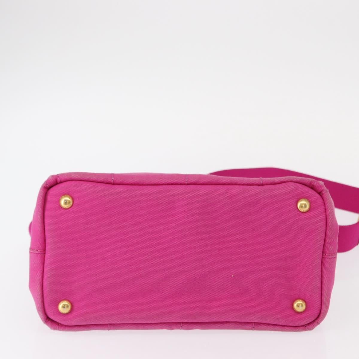 PRADA Canapa PM Hand Bag Canvas 2way Pink Gold Auth yk19785