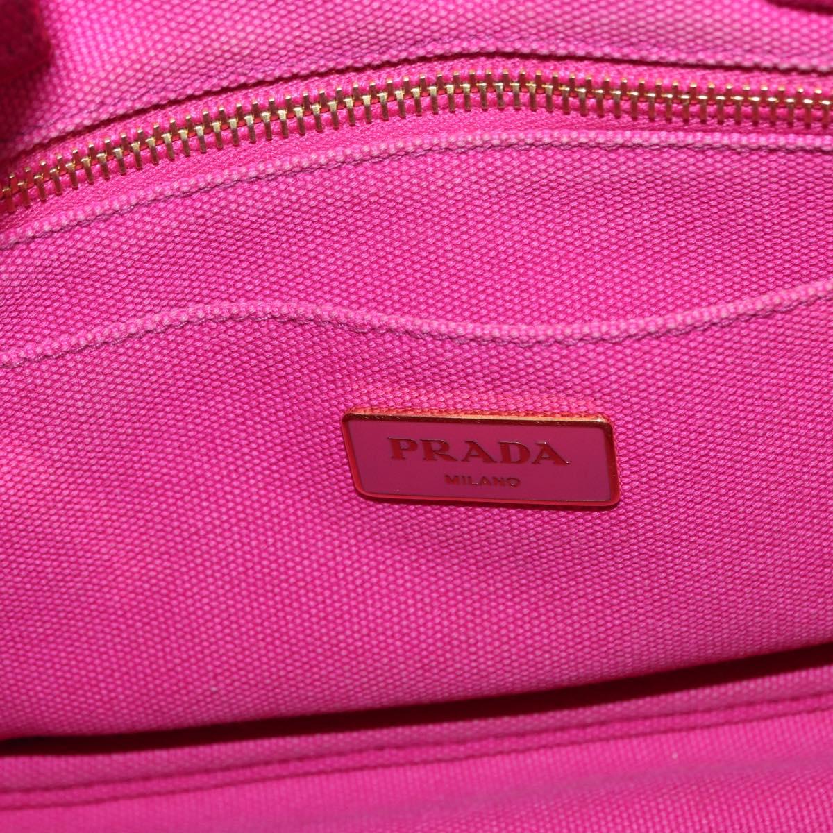 PRADA Canapa PM Hand Bag Canvas 2way Pink Gold Auth yk19785