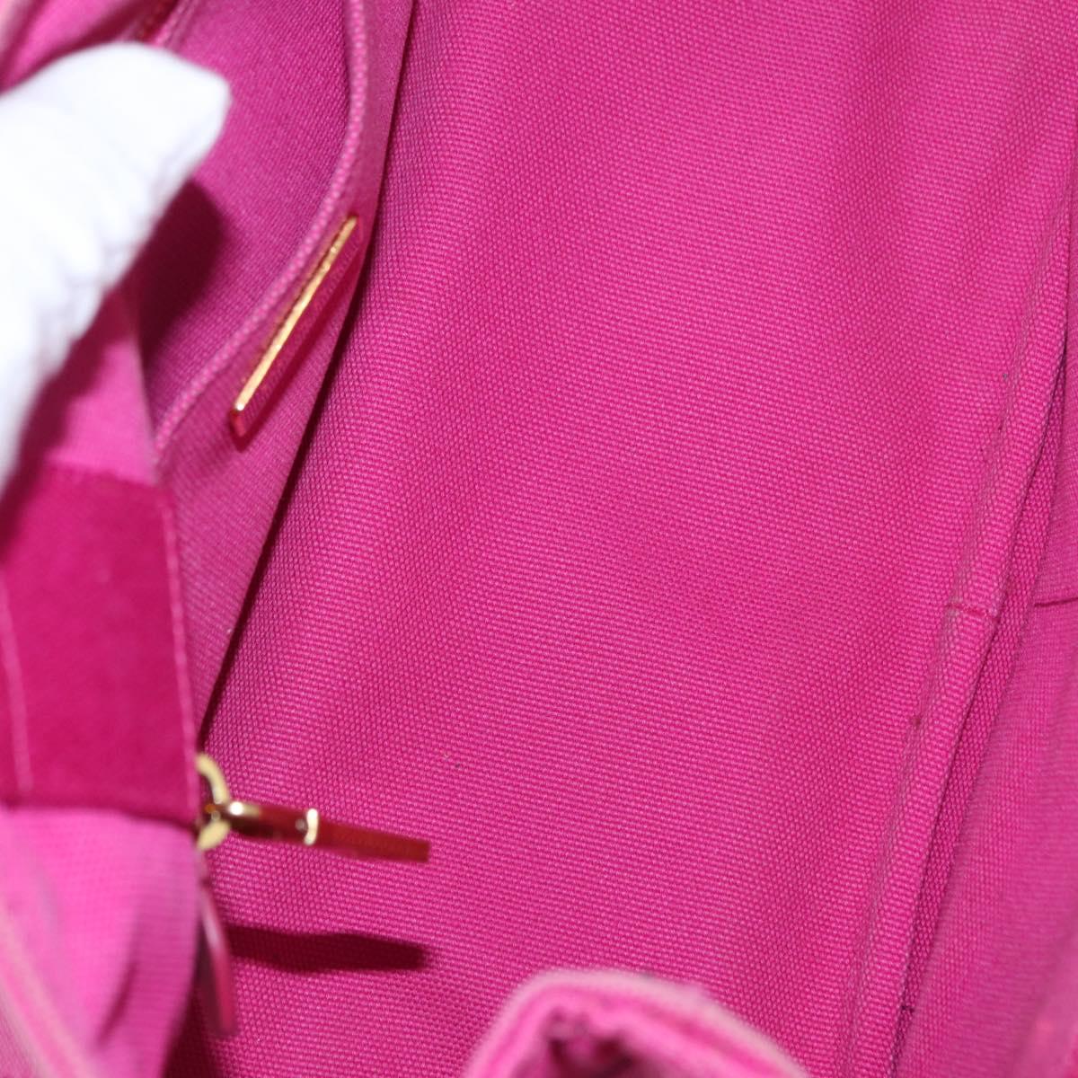 PRADA Canapa PM Hand Bag Canvas 2way Pink Gold Auth yk19785