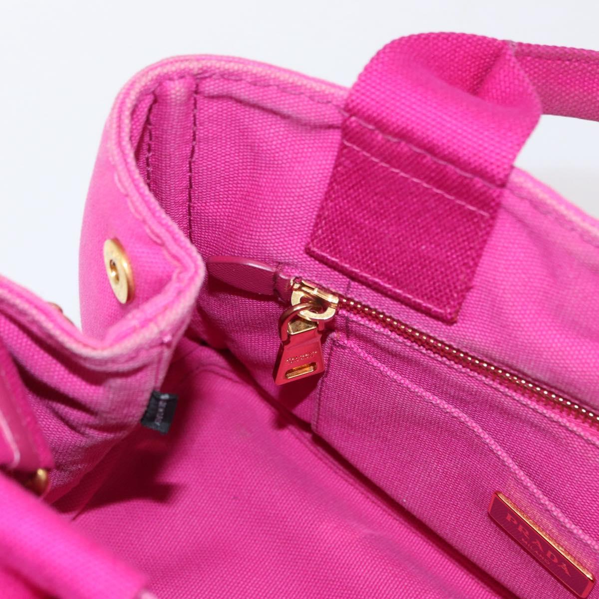 PRADA Canapa PM Hand Bag Canvas 2way Pink Gold Auth yk19785