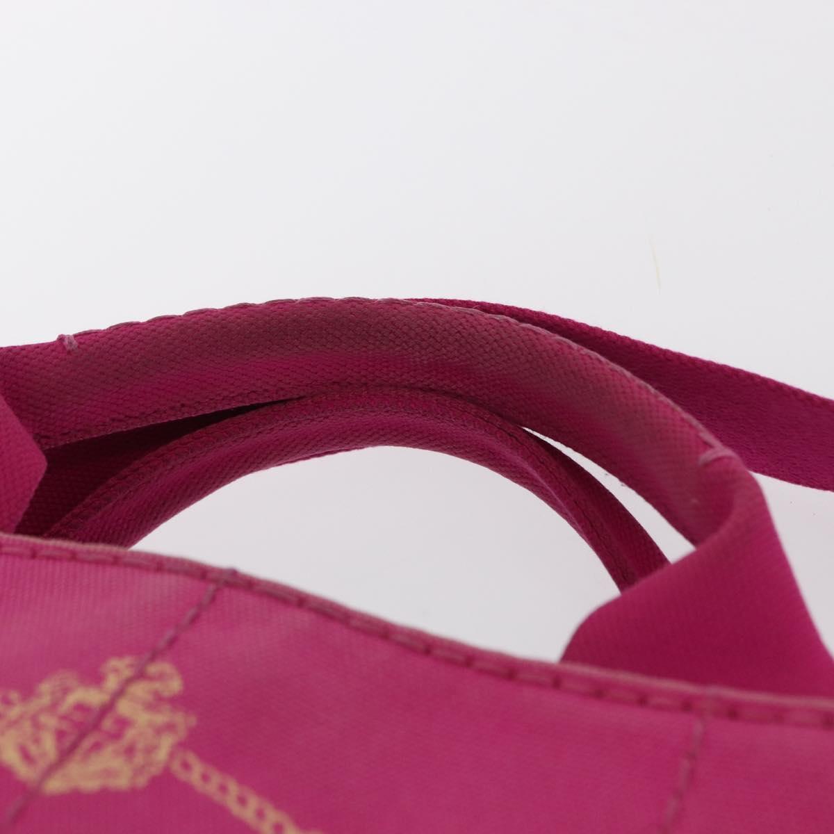 PRADA Canapa PM Hand Bag Canvas 2way Pink Gold Auth yk19785