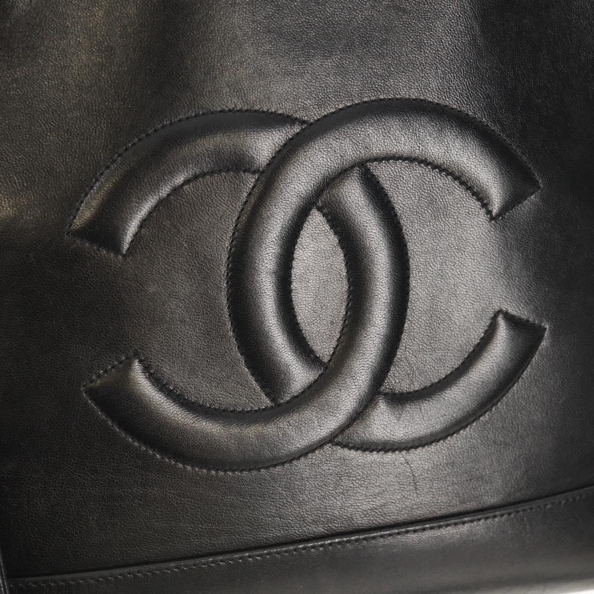 CHANEL COCO Mark Chain Shoulder Bag Lamb Skin Black Gold CC Auth yk19790V