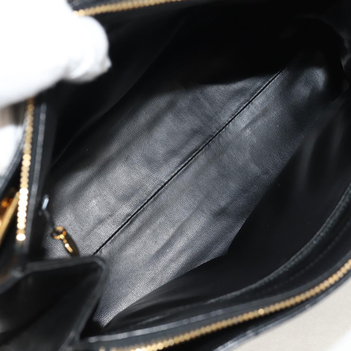 CHANEL COCO Mark Chain Shoulder Bag Lamb Skin Black Gold CC Auth yk19790V