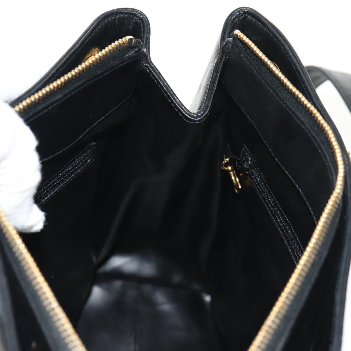 CHANEL COCO Mark Chain Shoulder Bag Lamb Skin Black Gold CC Auth yk19790V