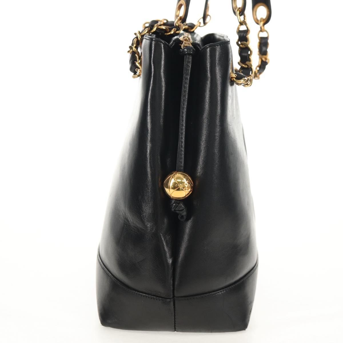 CHANEL COCO Mark Chain Shoulder Bag Lamb Skin Black Gold CC Auth yk19790V