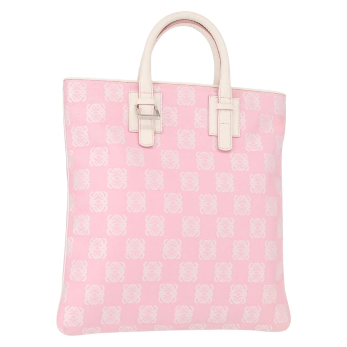 LOEWE Anagram Hand Bag Canvas Pink Silver Auth yk19791