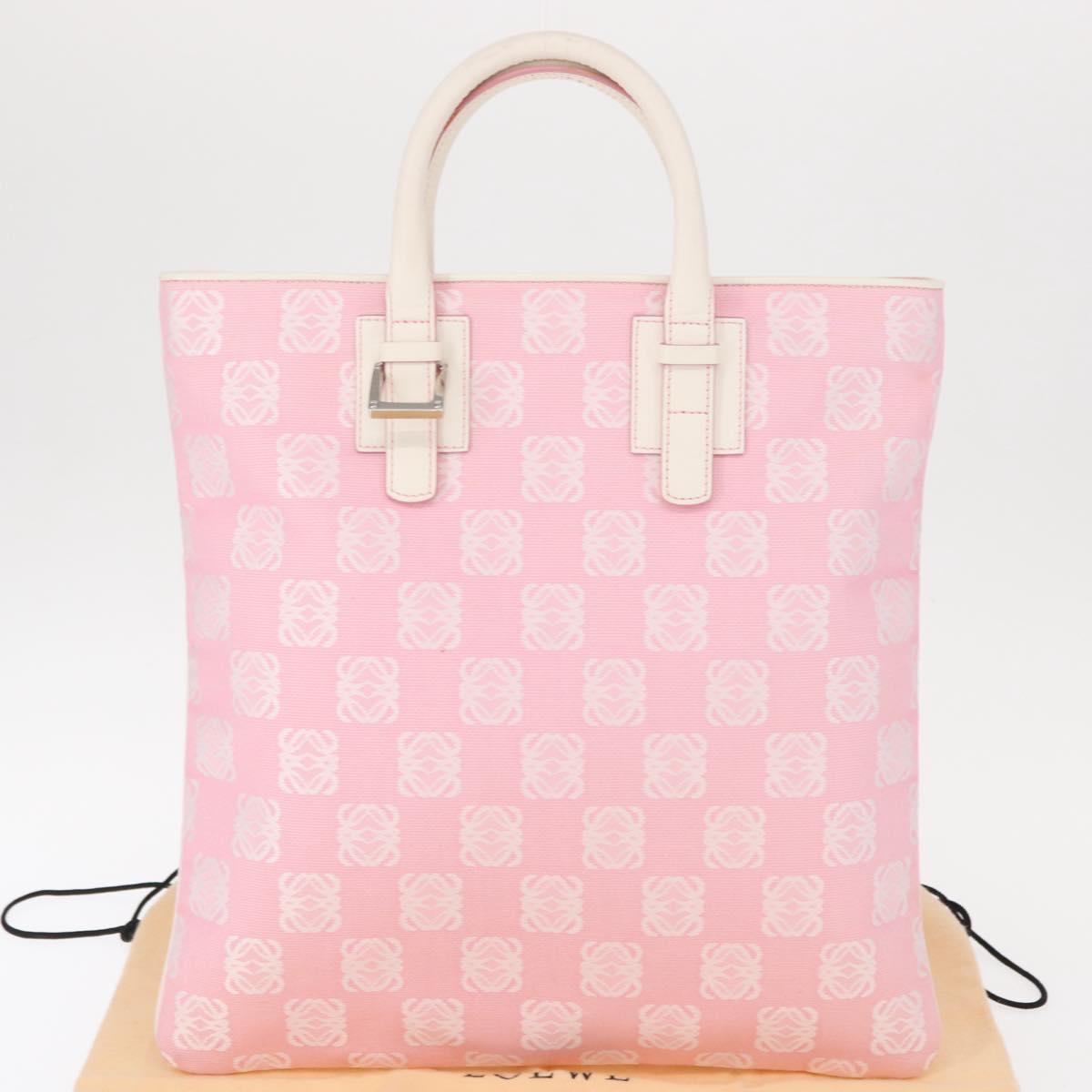 LOEWE Anagram Hand Bag Canvas Pink Silver Auth yk19791