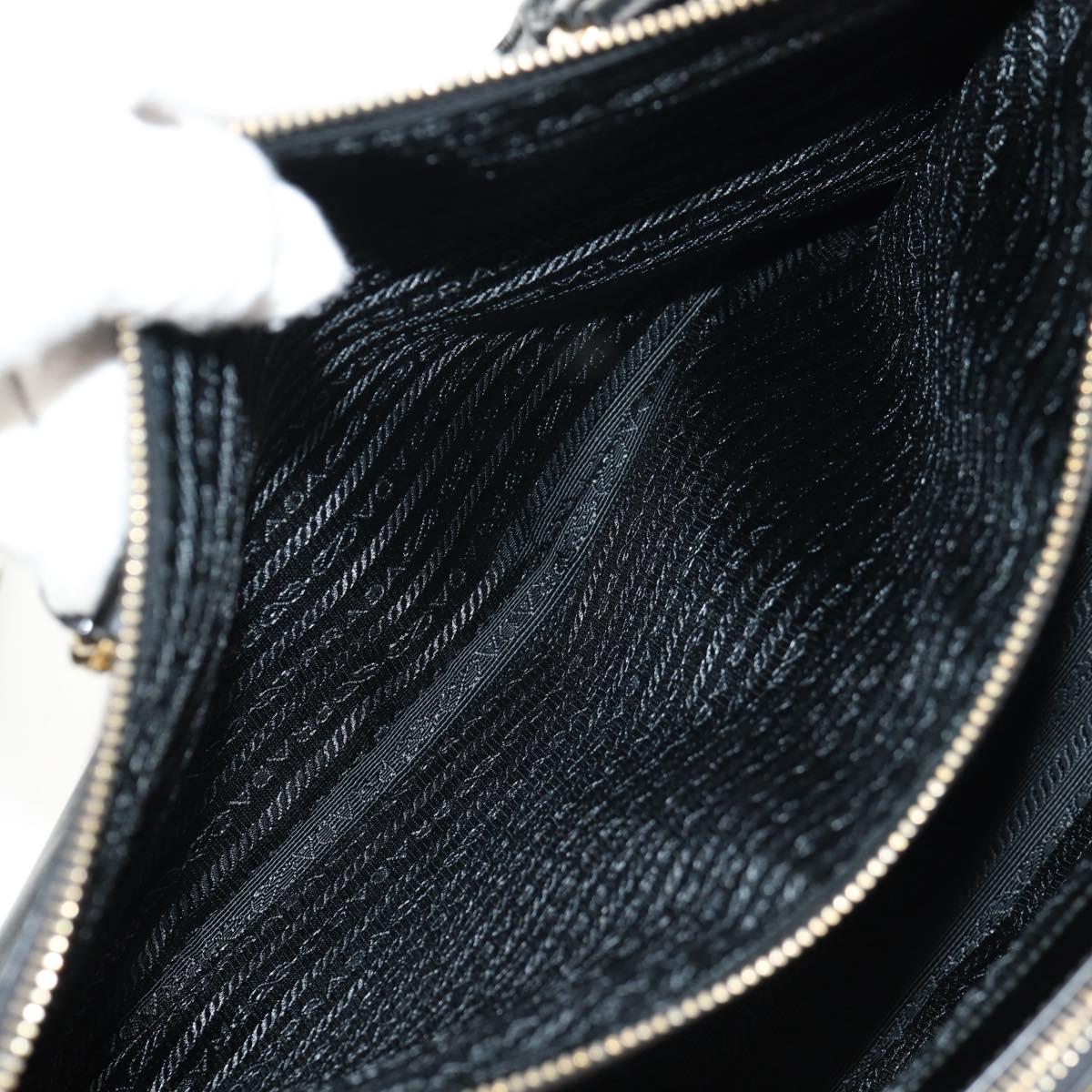 PRADA Galleria Hand Bag Safiano leather 2way Black Gold Auth yk19794V