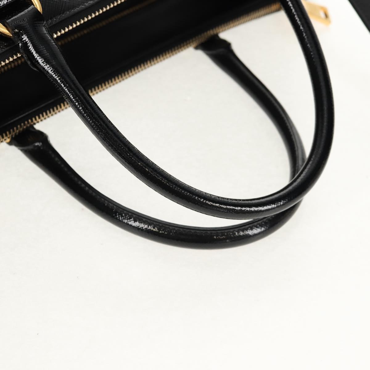 PRADA Galleria Hand Bag Safiano leather 2way Black Gold Auth yk19794V