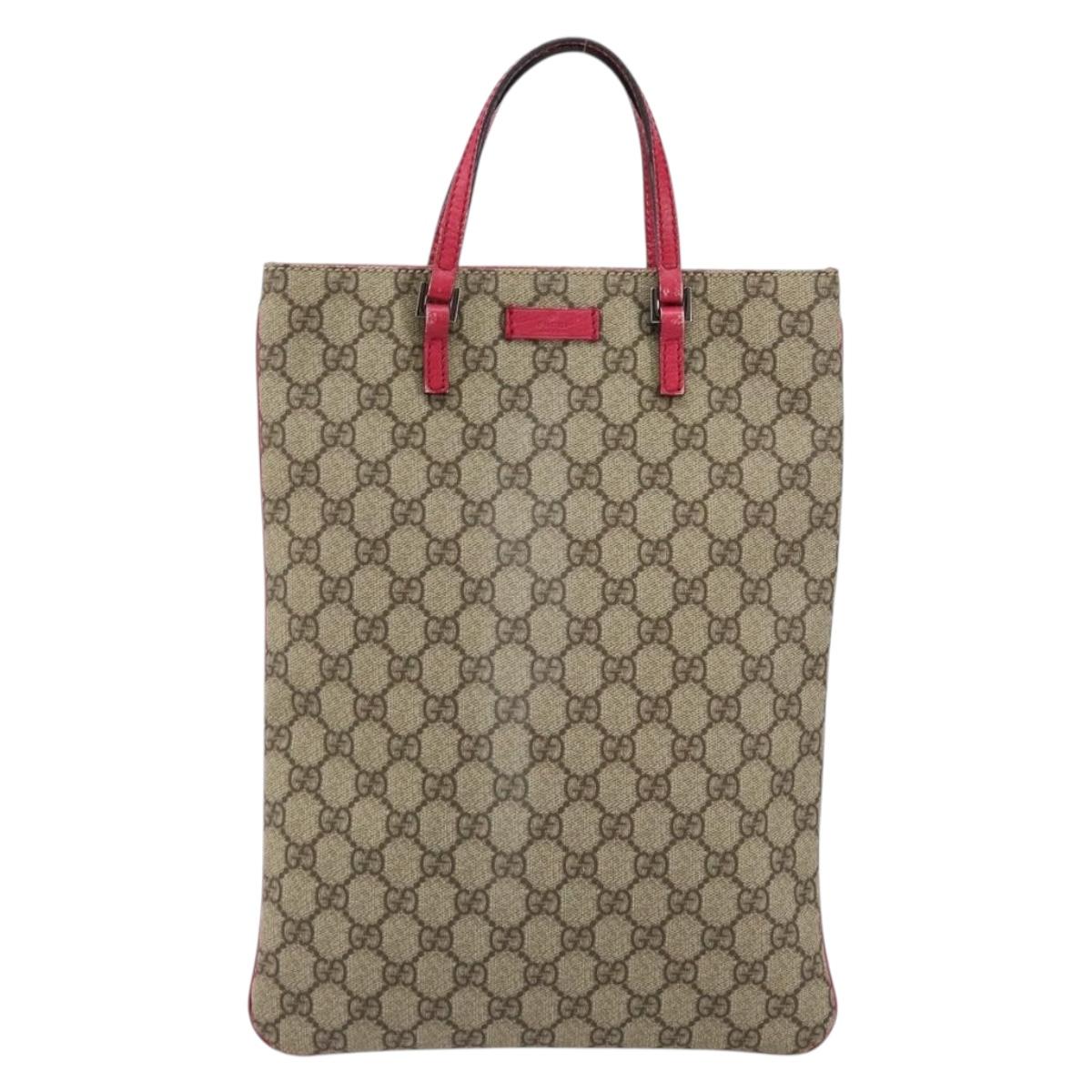 GUCCI GG Supreme Hand Bag PVC Beige 117551 Auth yk19795