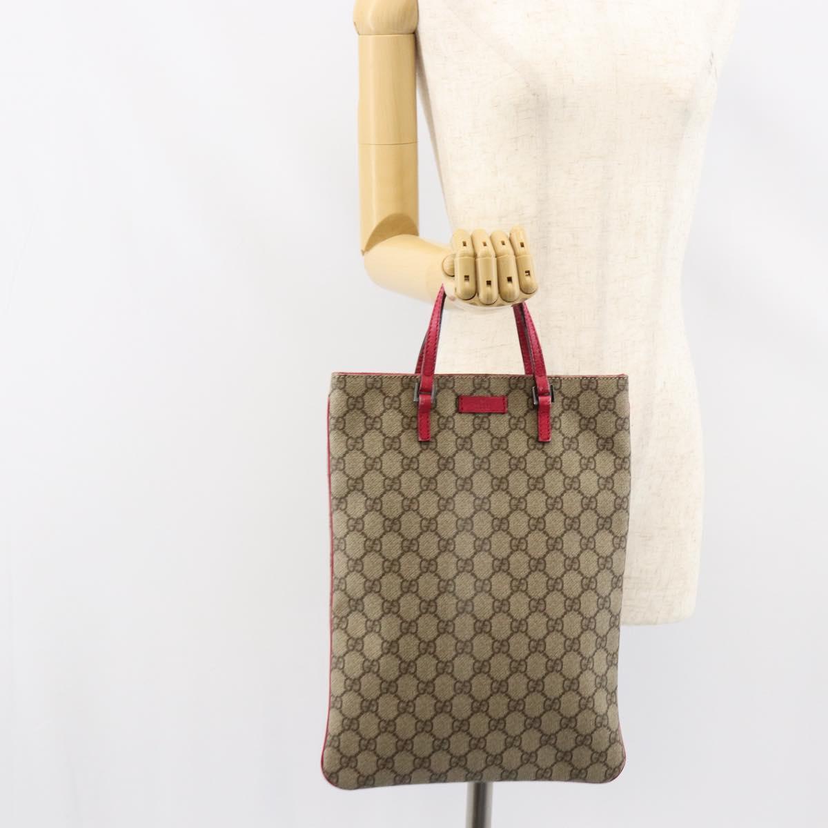 GUCCI GG Supreme Hand Bag PVC Beige 117551 Auth yk19795