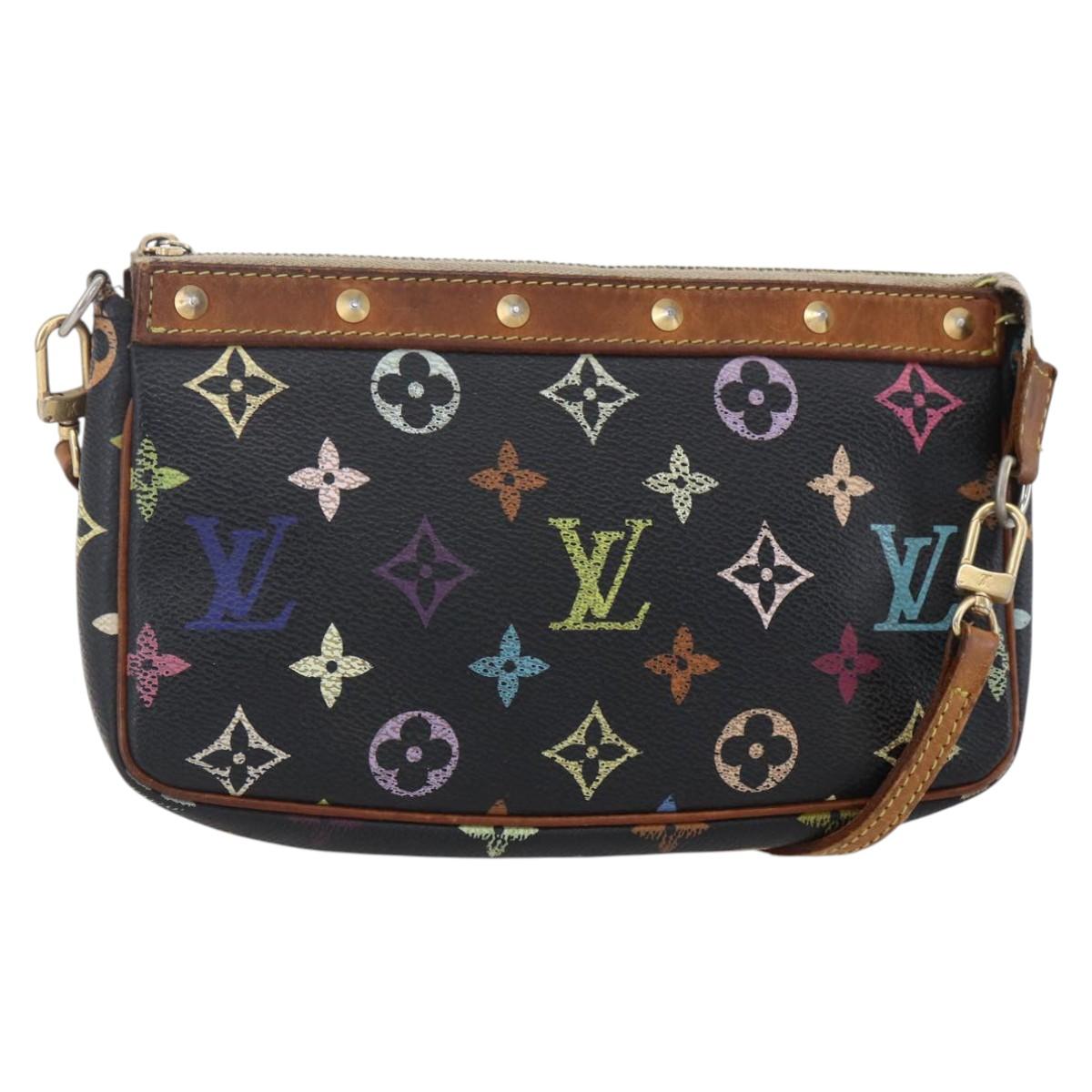 LOUIS VUITTON Multicolor Pochette Accessoires Pouch Black M92648 LV Auth yk19799