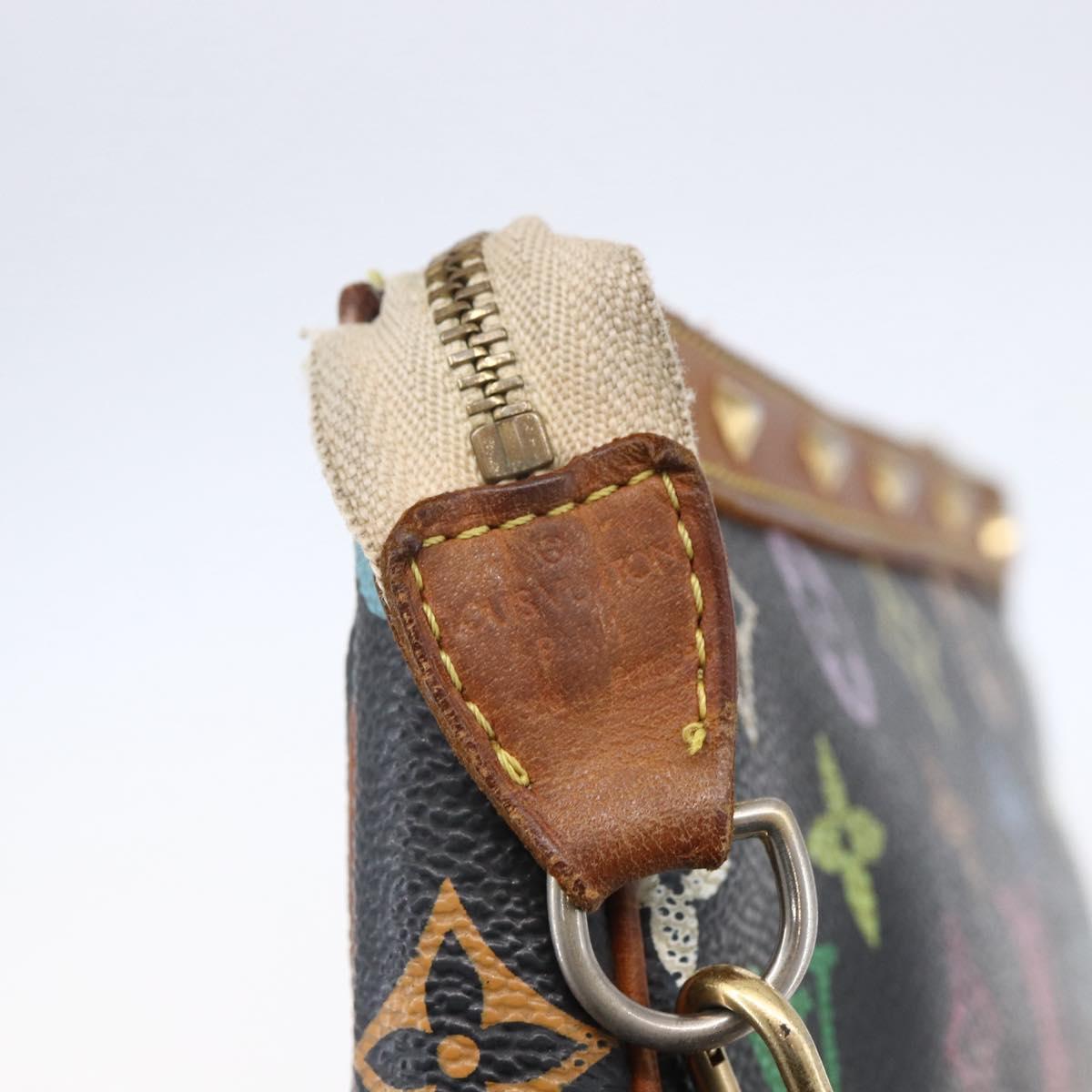 LOUIS VUITTON Multicolor Pochette Accessoires Pouch Black M92648 LV Auth yk19799