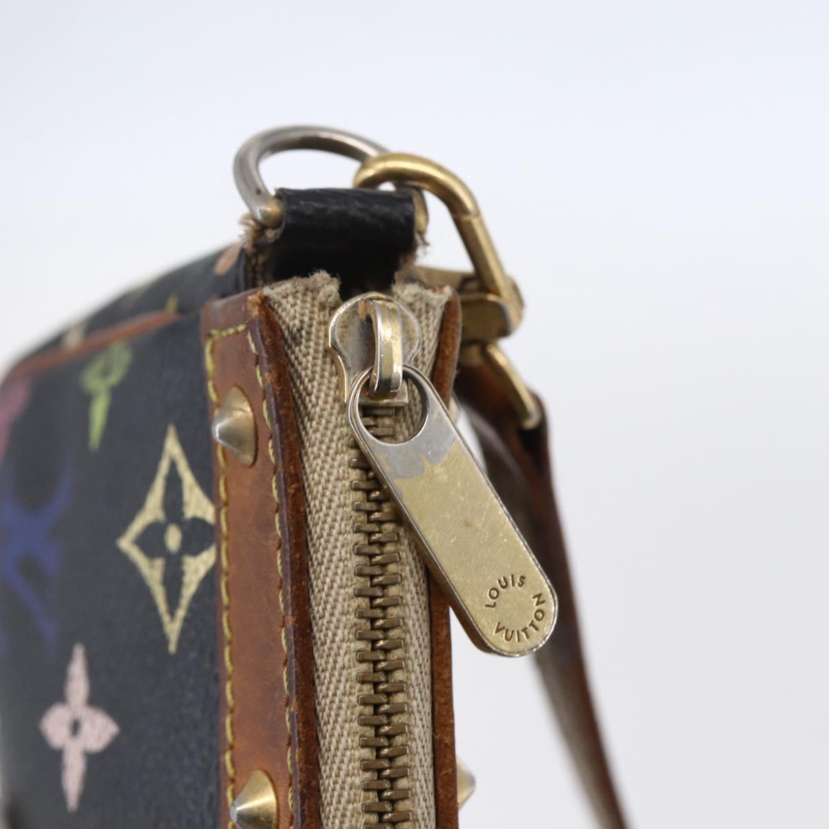 LOUIS VUITTON Multicolor Pochette Accessoires Pouch Black M92648 LV Auth yk19799
