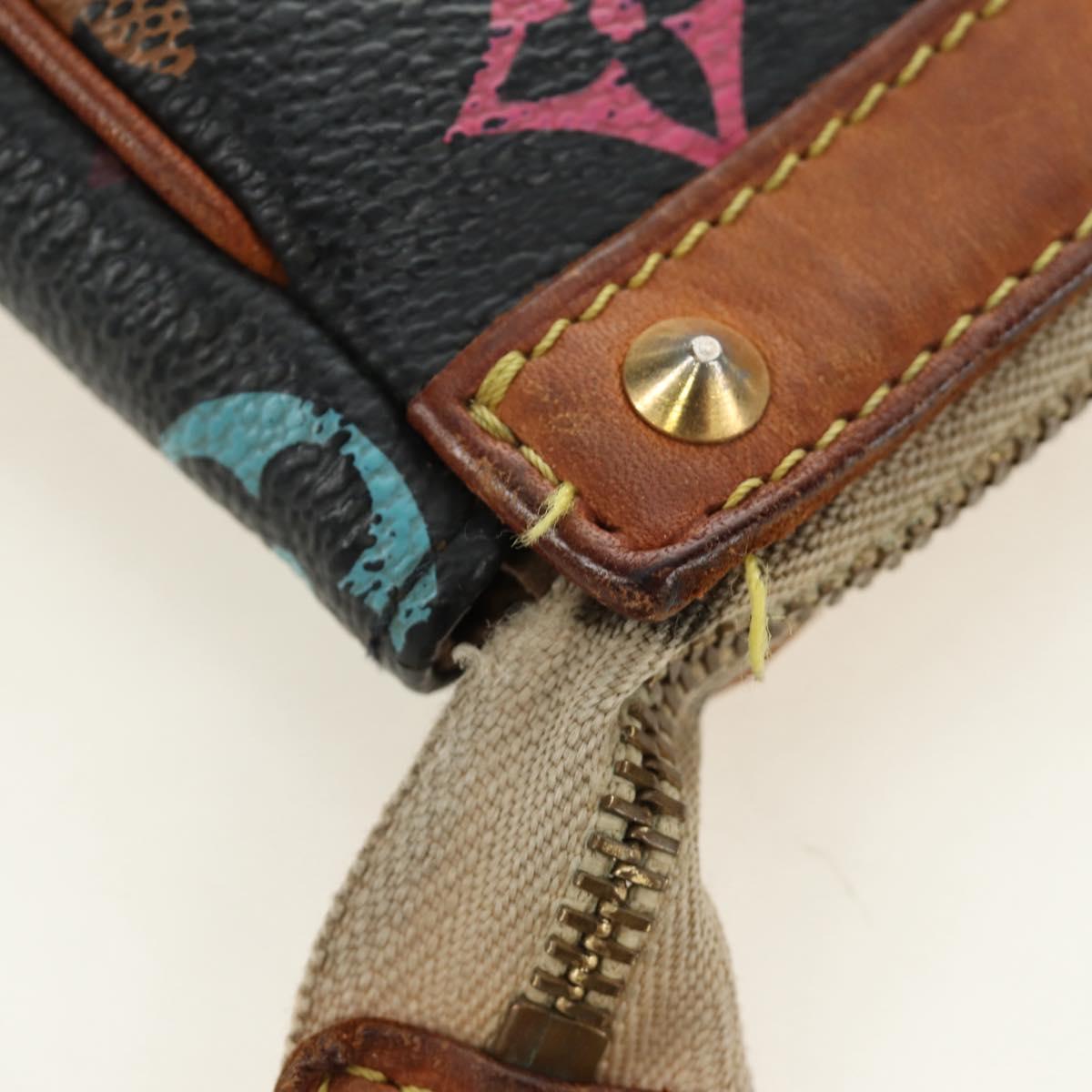 LOUIS VUITTON Multicolor Pochette Accessoires Pouch Black M92648 LV Auth yk19799