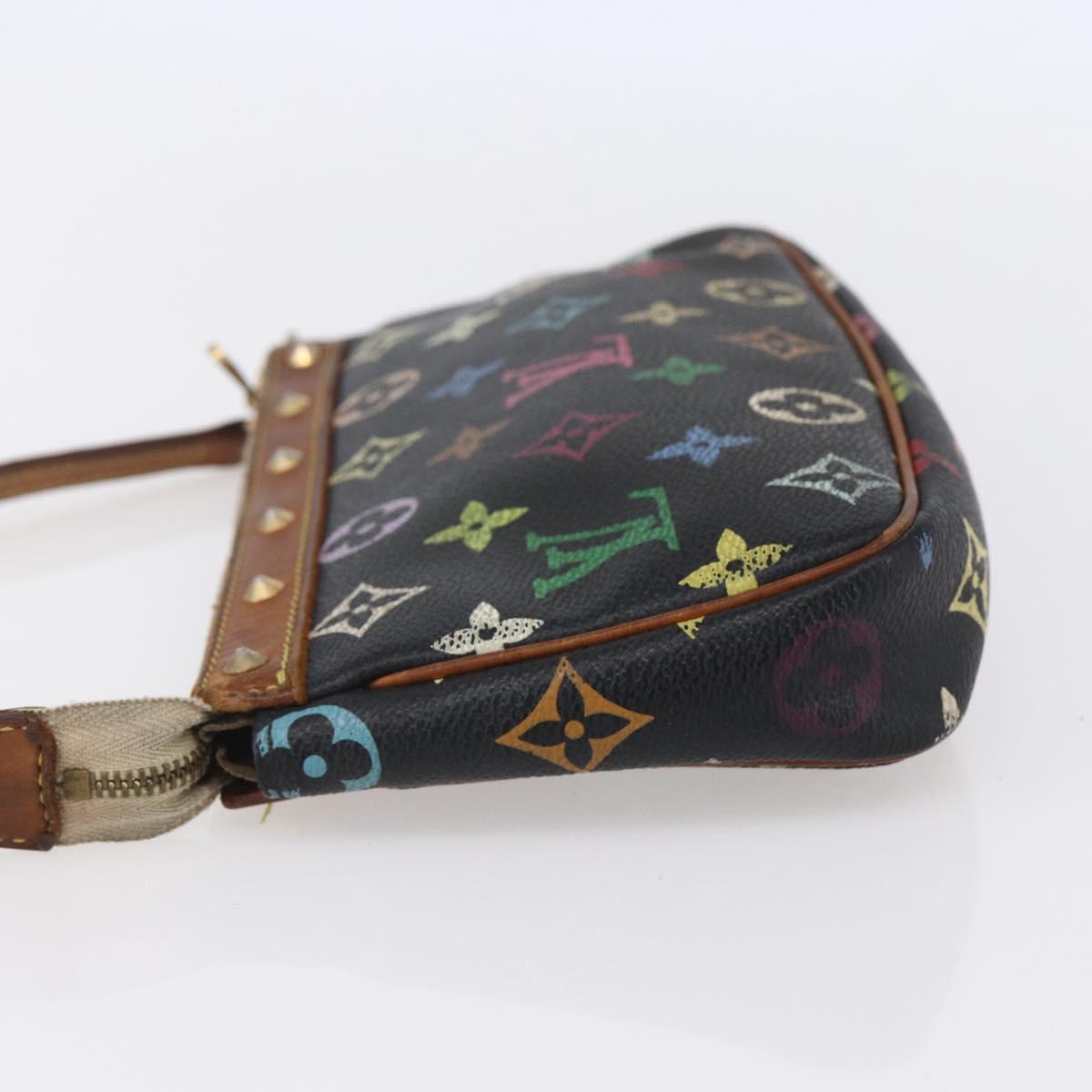 LOUIS VUITTON Multicolor Pochette Accessoires Pouch Black M92648 LV Auth yk19799