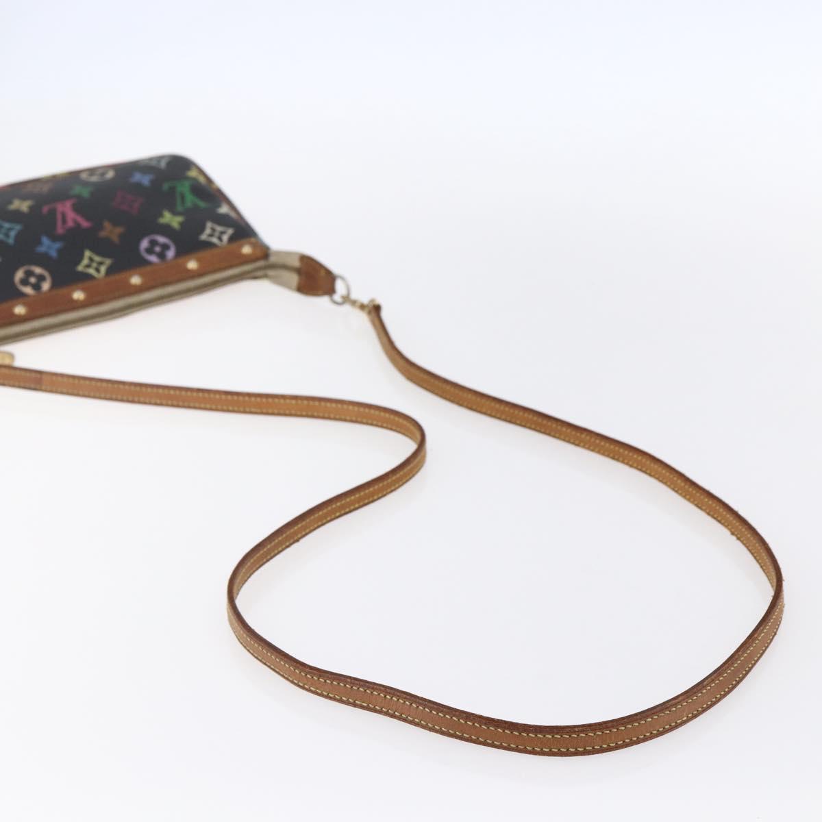 LOUIS VUITTON Multicolor Pochette Accessoires Pouch Black M92648 LV Auth yk19799