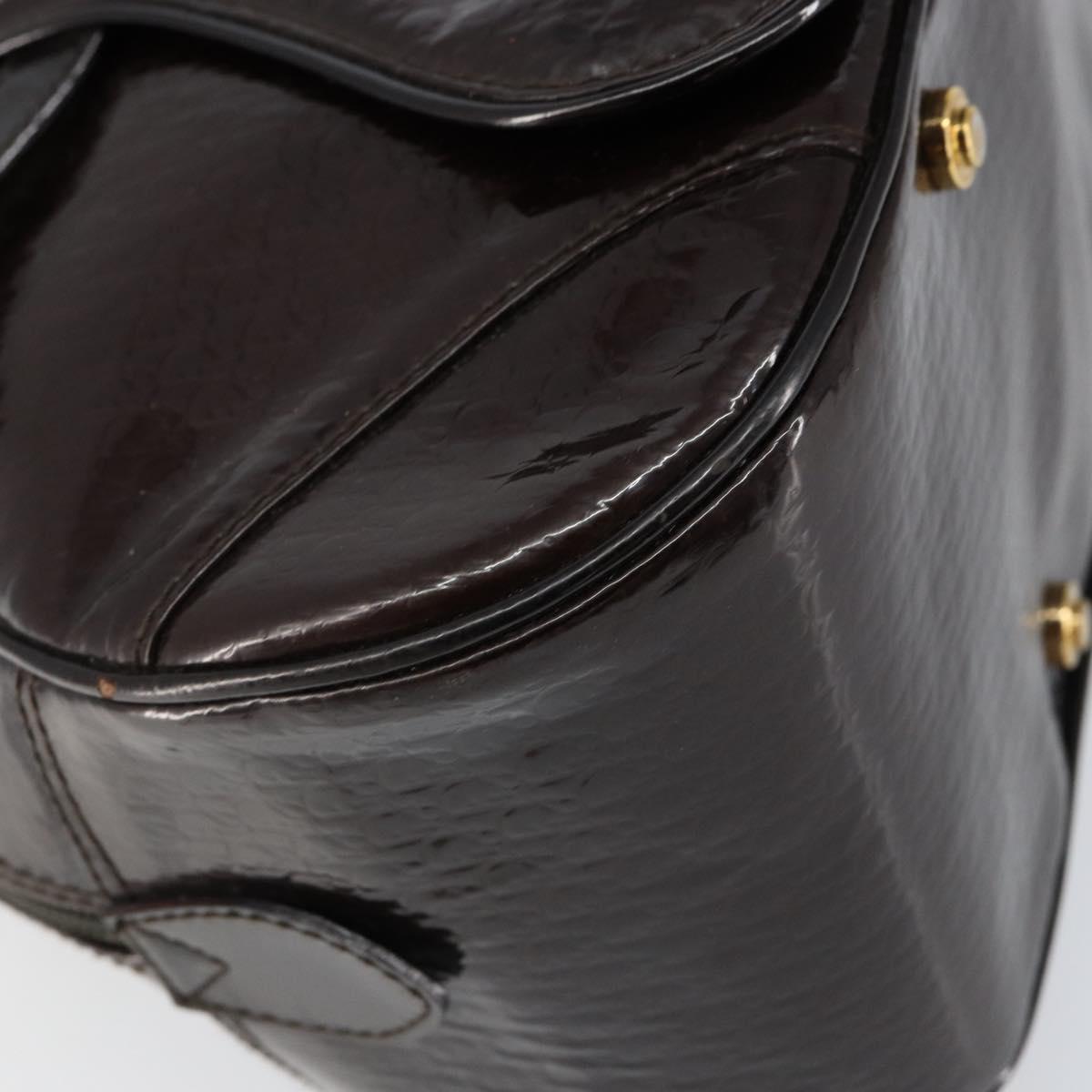 Christian Dior Double Saddle bag Trotter Canvas Hand Bag Brown Gold Auth yk19802