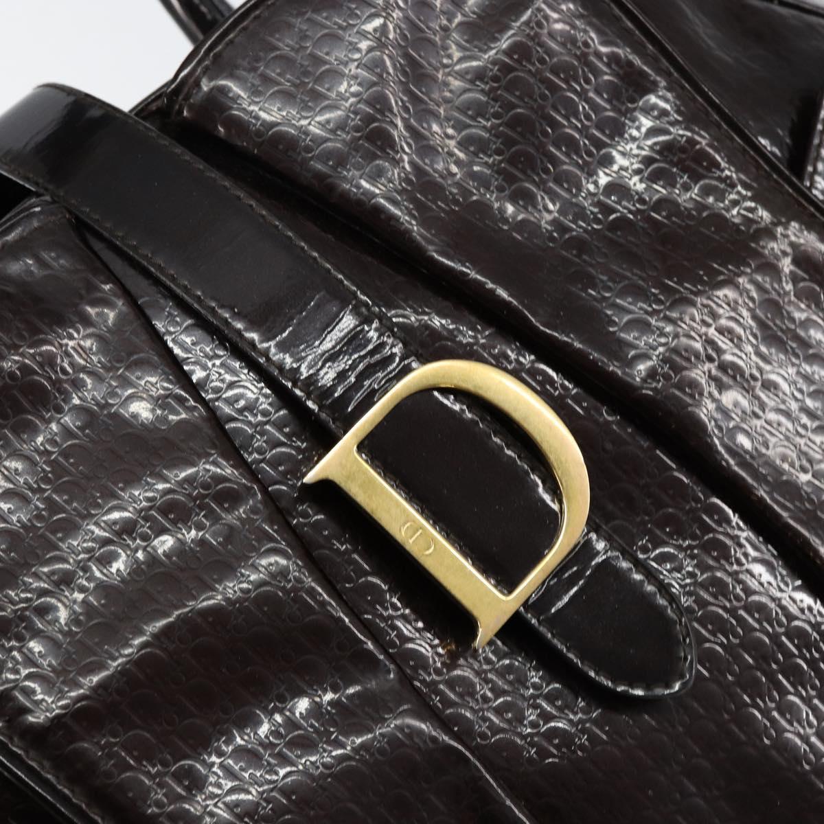 Christian Dior Double Saddle bag Trotter Canvas Hand Bag Brown Gold Auth yk19802