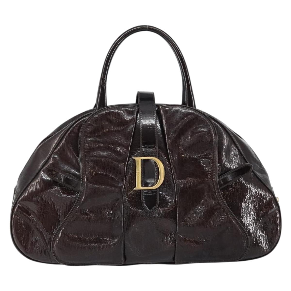 Christian Dior Double Saddle bag Trotter Canvas Hand Bag Brown Gold Auth yk19802