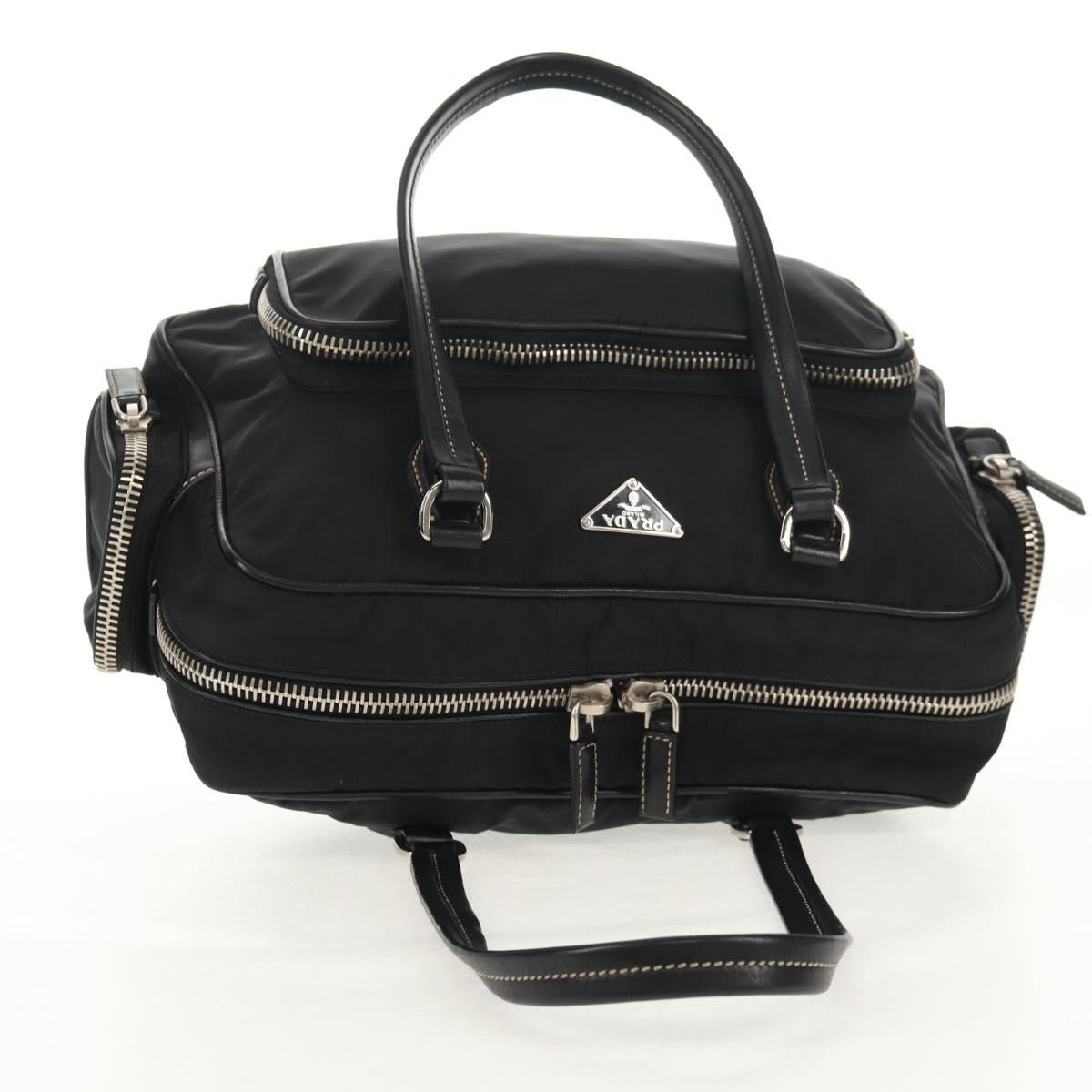 PRADA Shoulder Bag Nylon Black Silver Auth yk19806V