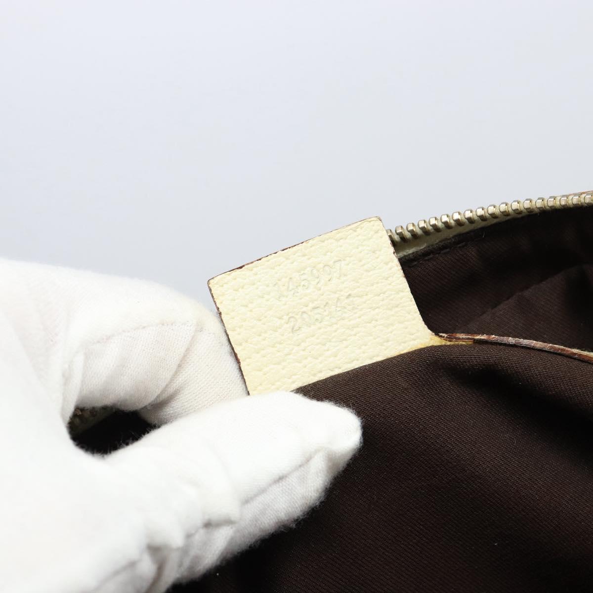 GUCCI GG Canvas Web Sherry Line Hand Bag Beige Gold 145997 Auth yk19807