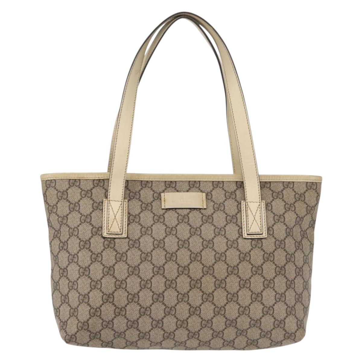 GUCCI GG Supreme Tote Bag PVC Beige 211138 Auth yk19814