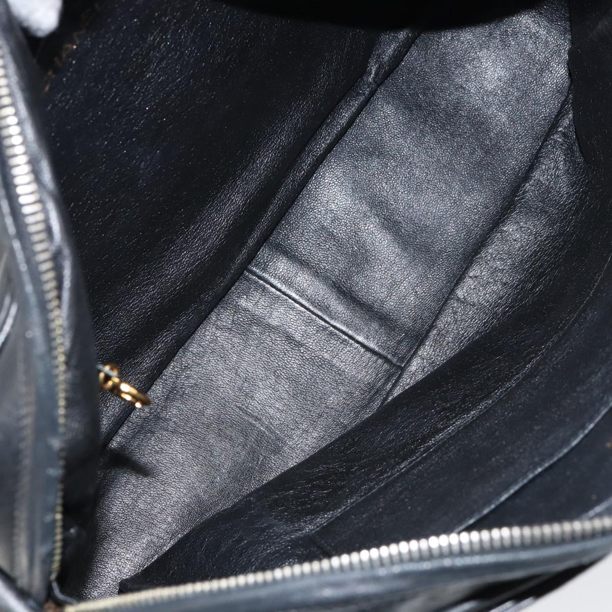 CHANEL Matelasse Shoulder Bag Lamb Skin Black Gold CC Auth yk19820