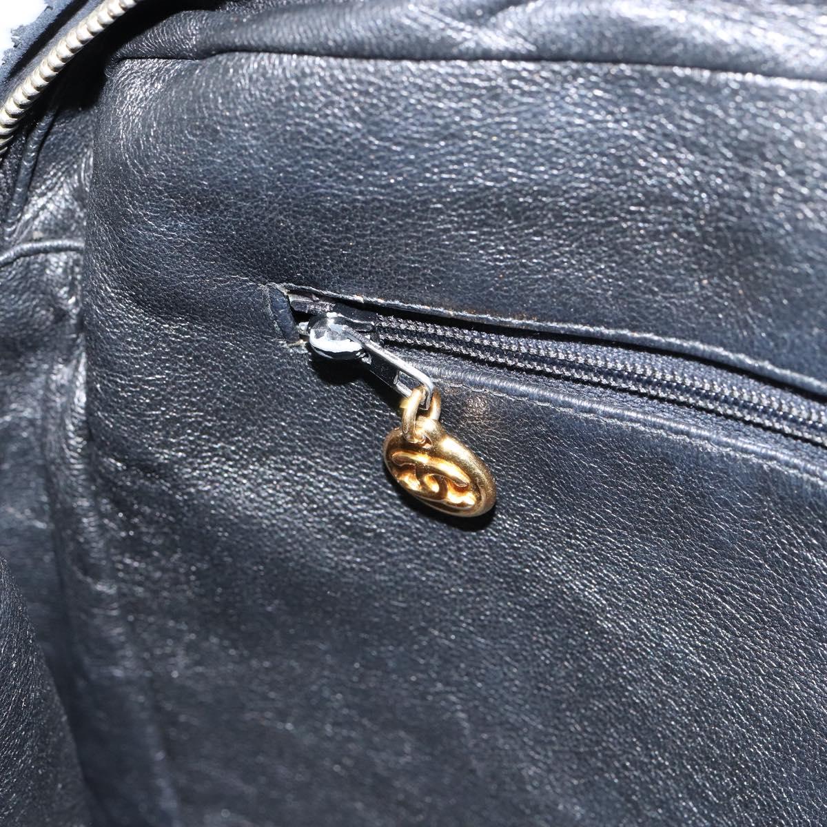 CHANEL Matelasse Shoulder Bag Lamb Skin Black Gold CC Auth yk19820