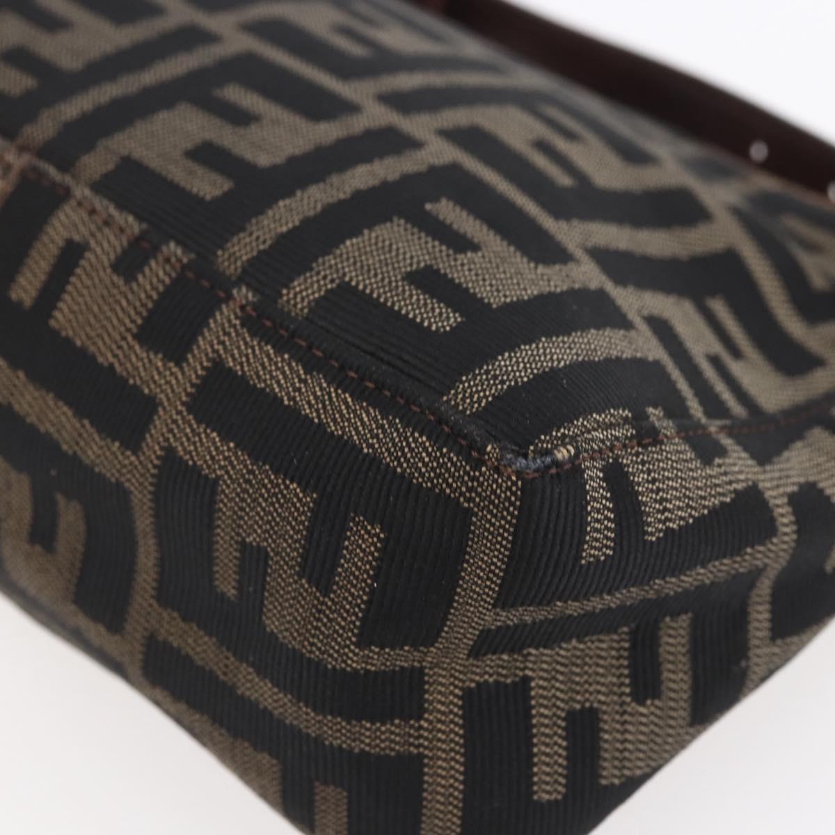 FENDI Zucca Canvas Hand Bag Black Brown Auth yk19821
