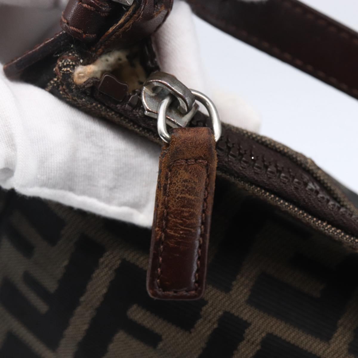 FENDI Zucca Canvas Hand Bag Black Brown Auth yk19821