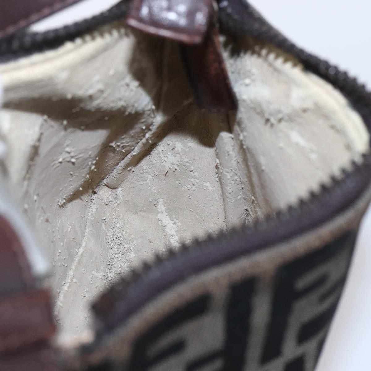 FENDI Zucca Canvas Hand Bag Black Brown Auth yk19821