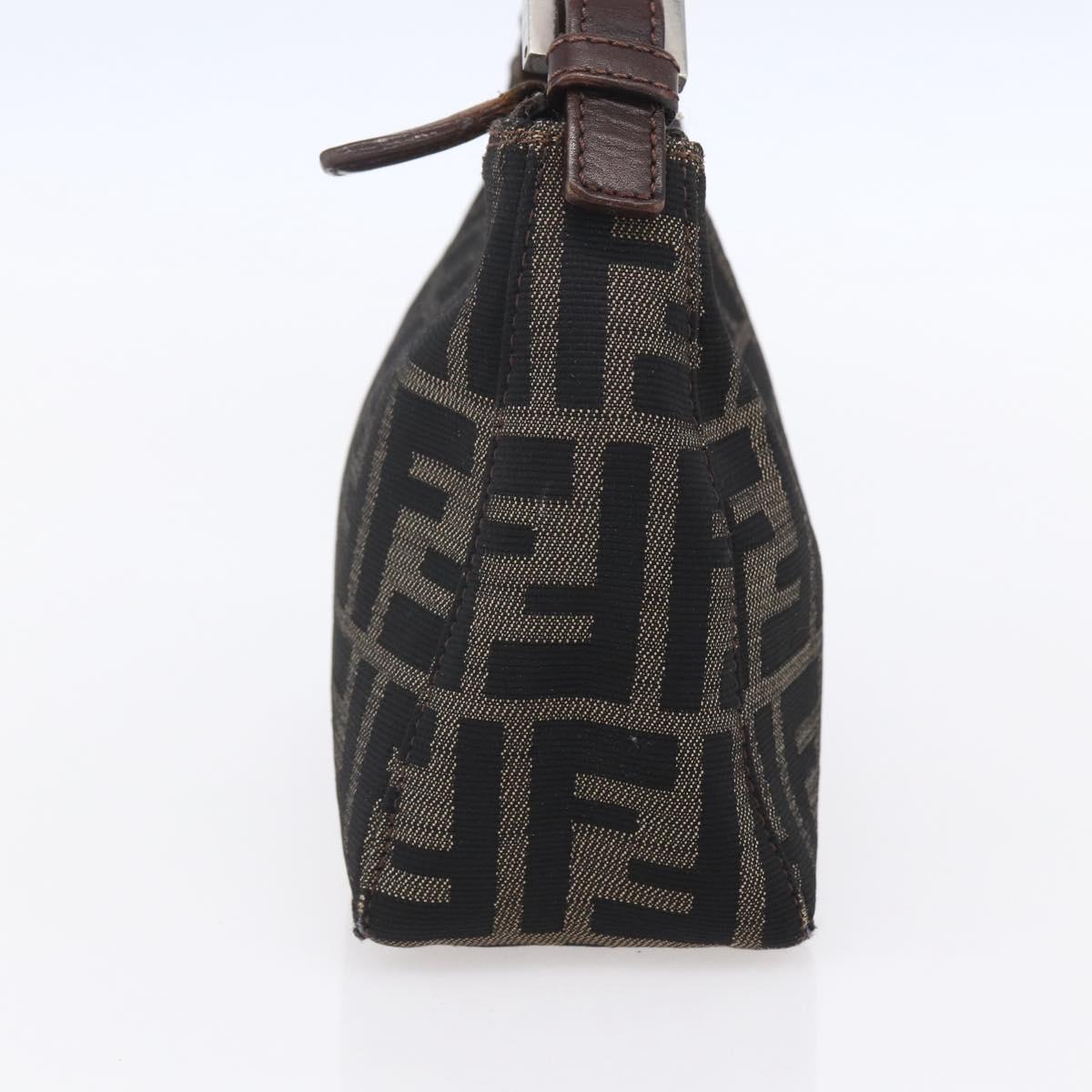 FENDI Zucca Canvas Hand Bag Black Brown Auth yk19821