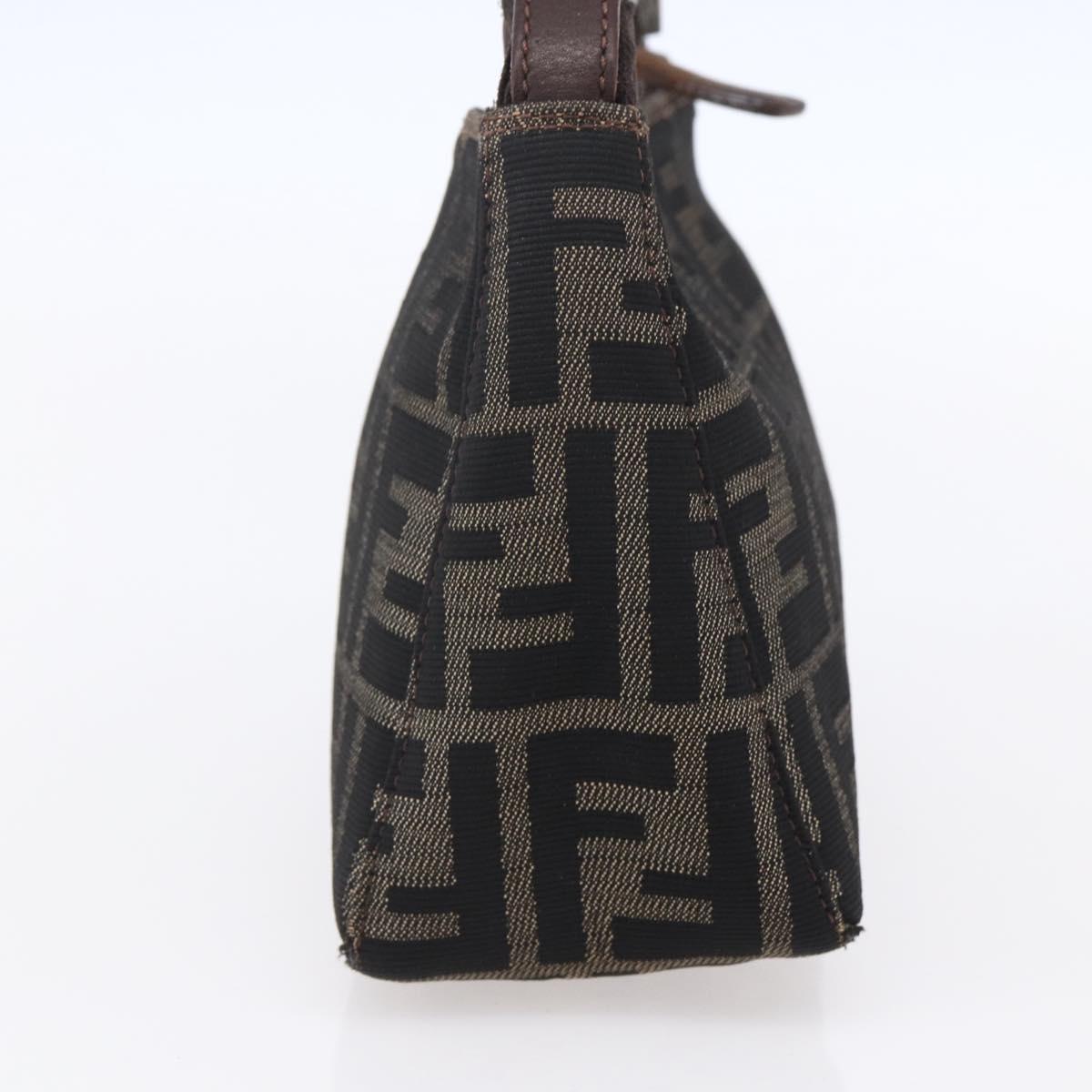 FENDI Zucca Canvas Hand Bag Black Brown Auth yk19821