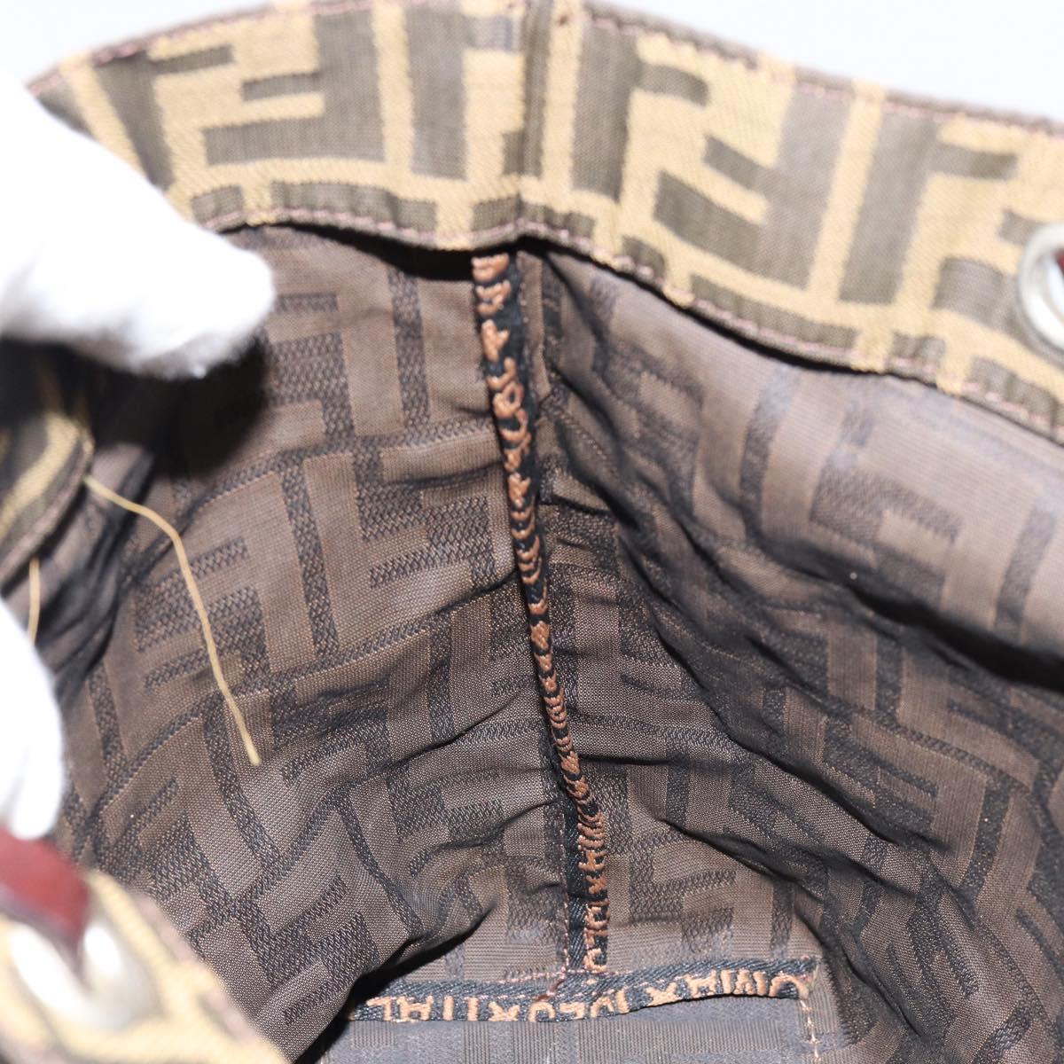 FENDI Zucca Canvas Hand Bag Black Brown Auth yk19822