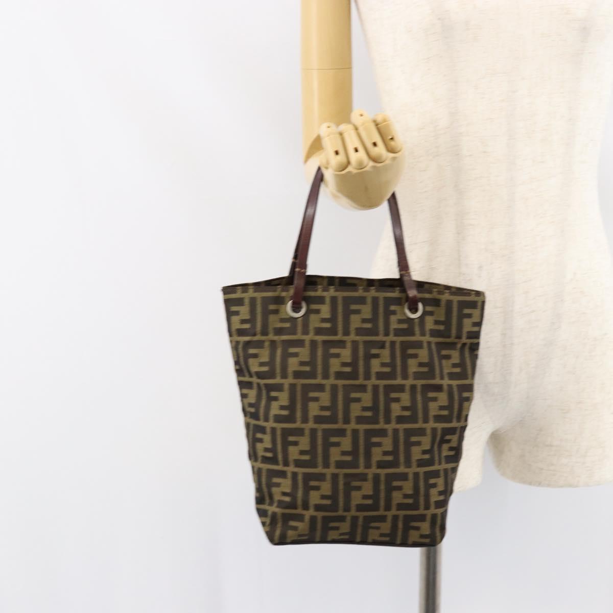 FENDI Zucca Canvas Hand Bag Black Brown Auth yk19822