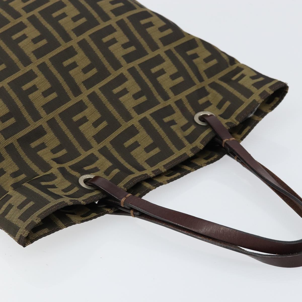 FENDI Zucca Canvas Hand Bag Black Brown Auth yk19822