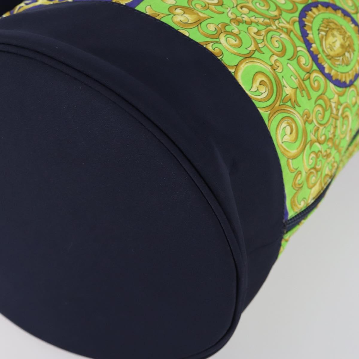 VERSACE Shoulder Bag Cotton Green Gold Auth yk19828