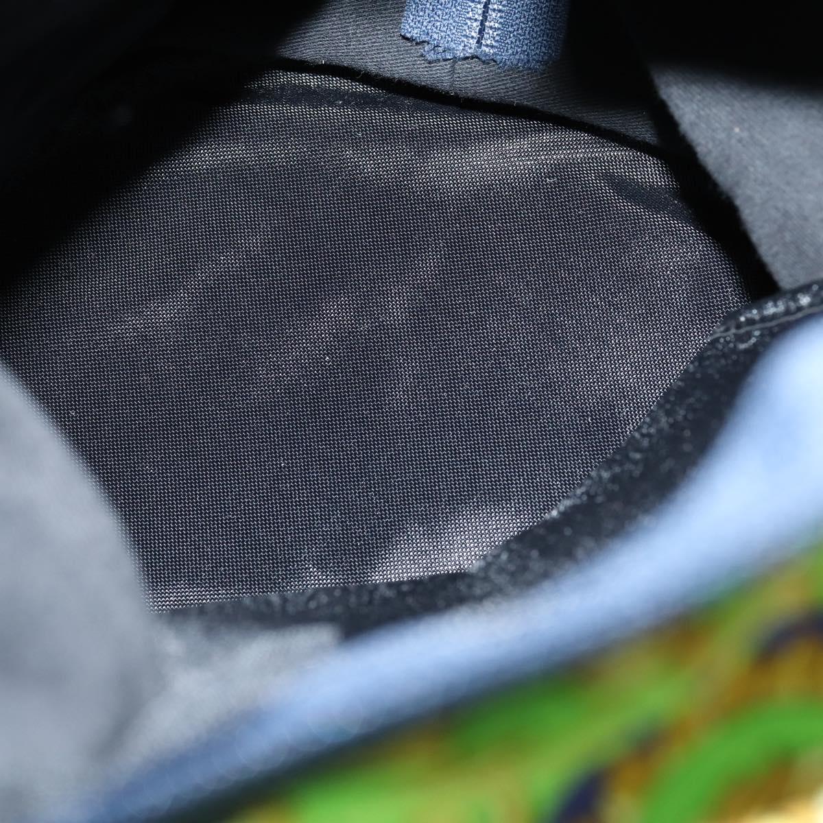 VERSACE Shoulder Bag Cotton Green Gold Auth yk19828