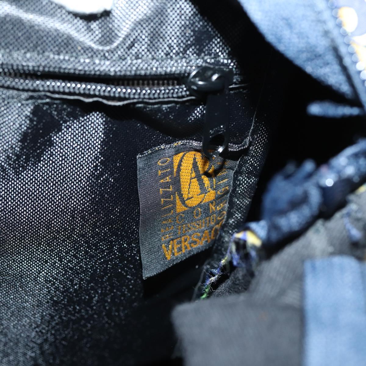 VERSACE Shoulder Bag Cotton Green Gold Auth yk19828