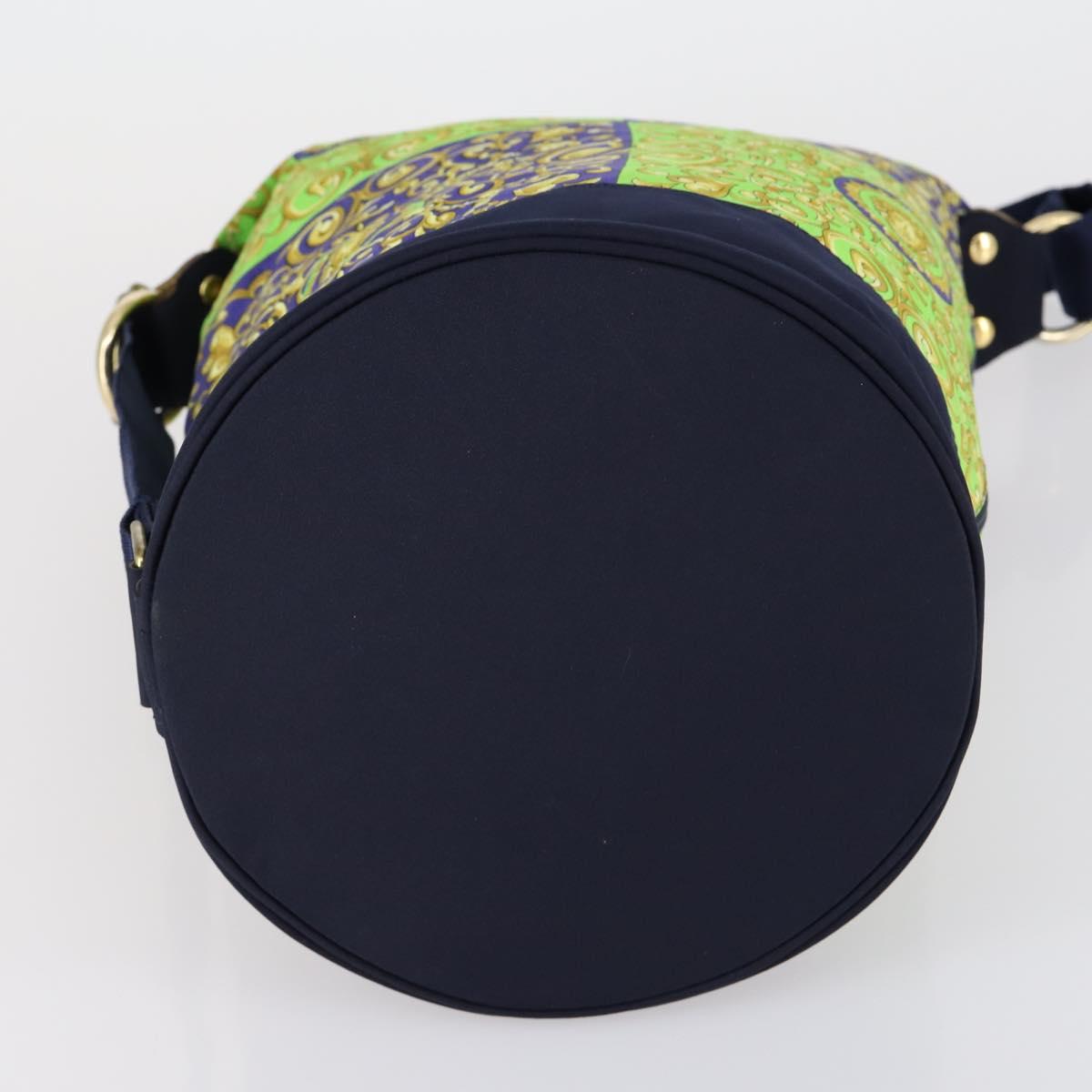 VERSACE Shoulder Bag Cotton Green Gold Auth yk19828